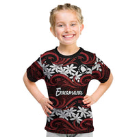 Personalised Cook Islands Atiu Enuamanu Kid T Shirt Tiare Maori Polynesian Waves Tattoo LT14 Red - Polynesian Pride