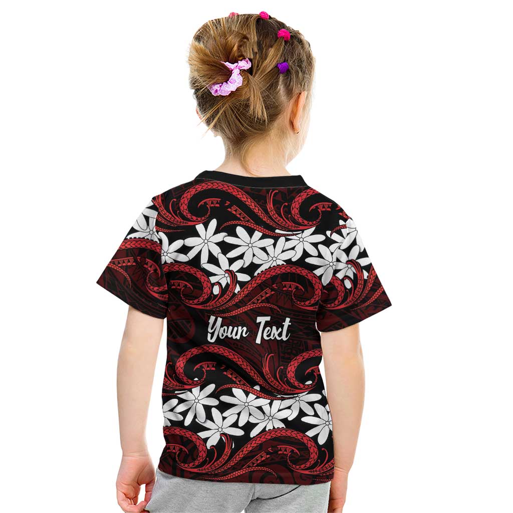 Personalised Cook Islands Atiu Enuamanu Kid T Shirt Tiare Maori Polynesian Waves Tattoo LT14 - Polynesian Pride