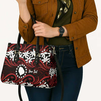 Personalised Cook Islands Atiu Enuamanu Leather Bag Tiare Maori Polynesian Waves Tattoo