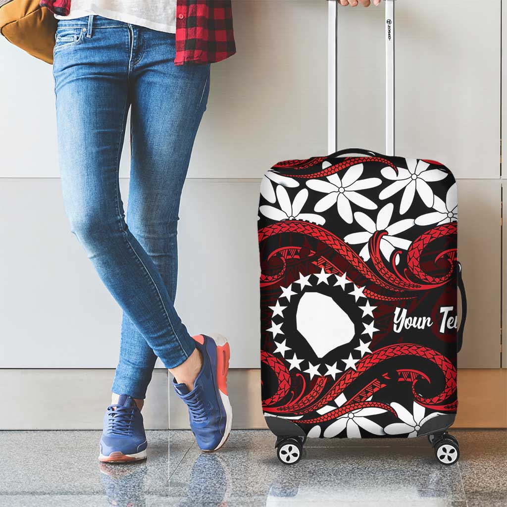Personalised Cook Islands Atiu Enuamanu Luggage Cover Tiare Maori Polynesian Waves Tattoo LT14 - Polynesian Pride