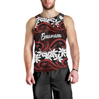 Personalised Cook Islands Atiu Enuamanu Men Tank Top Tiare Maori Polynesian Waves Tattoo