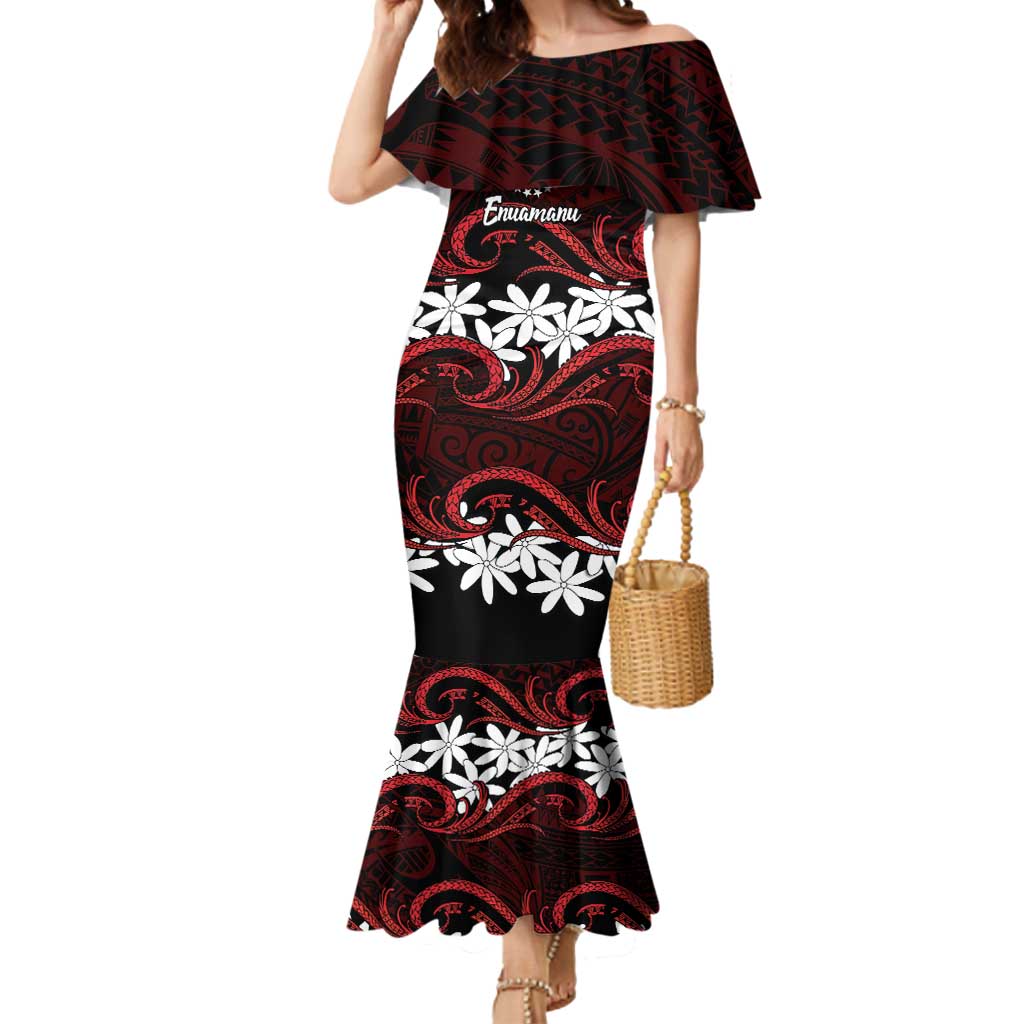 Personalised Cook Islands Atiu Enuamanu Mermaid Dress Tiare Maori Polynesian Waves Tattoo