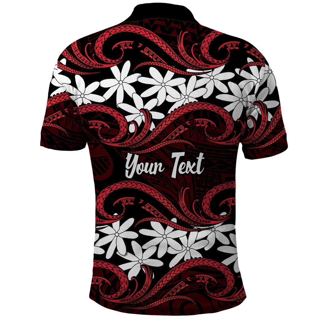 Personalised Cook Islands Atiu Enuamanu Polo Shirt Tiare Maori Polynesian Waves Tattoo LT14 - Polynesian Pride