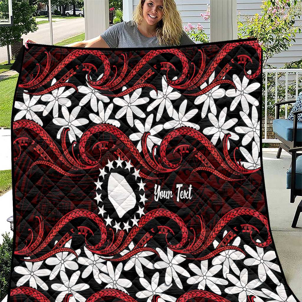 Personalised Cook Islands Atiu Enuamanu Quilt Tiare Maori Polynesian Waves Tattoo