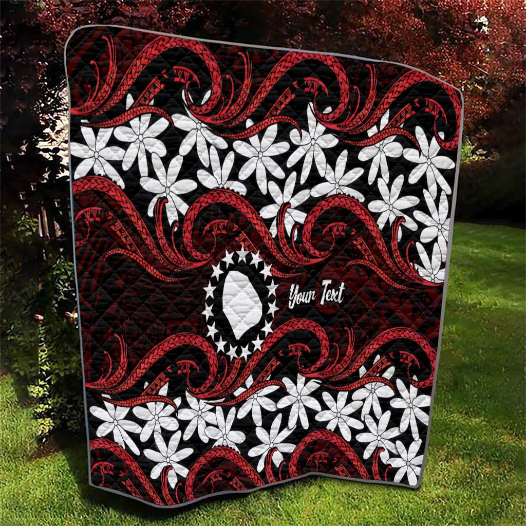 Personalised Cook Islands Atiu Enuamanu Quilt Tiare Maori Polynesian Waves Tattoo