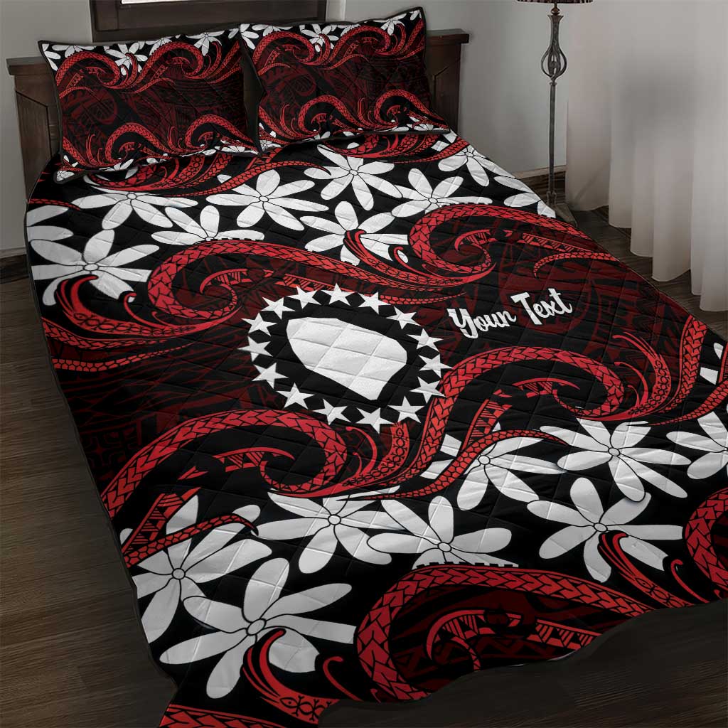 Personalised Cook Islands Atiu Enuamanu Quilt Bed Set Tiare Maori Polynesian Waves Tattoo