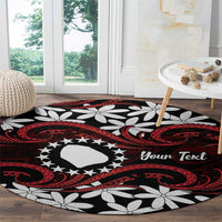 Personalised Cook Islands Atiu Enuamanu Round Carpet Tiare Maori Polynesian Waves Tattoo