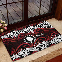 Personalised Cook Islands Atiu Enuamanu Rubber Doormat Tiare Maori Polynesian Waves Tattoo