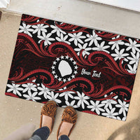 Personalised Cook Islands Atiu Enuamanu Rubber Doormat Tiare Maori Polynesian Waves Tattoo