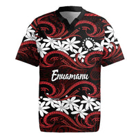 Personalised Cook Islands Atiu Enuamanu Rugby Jersey Tiare Maori Polynesian Waves Tattoo