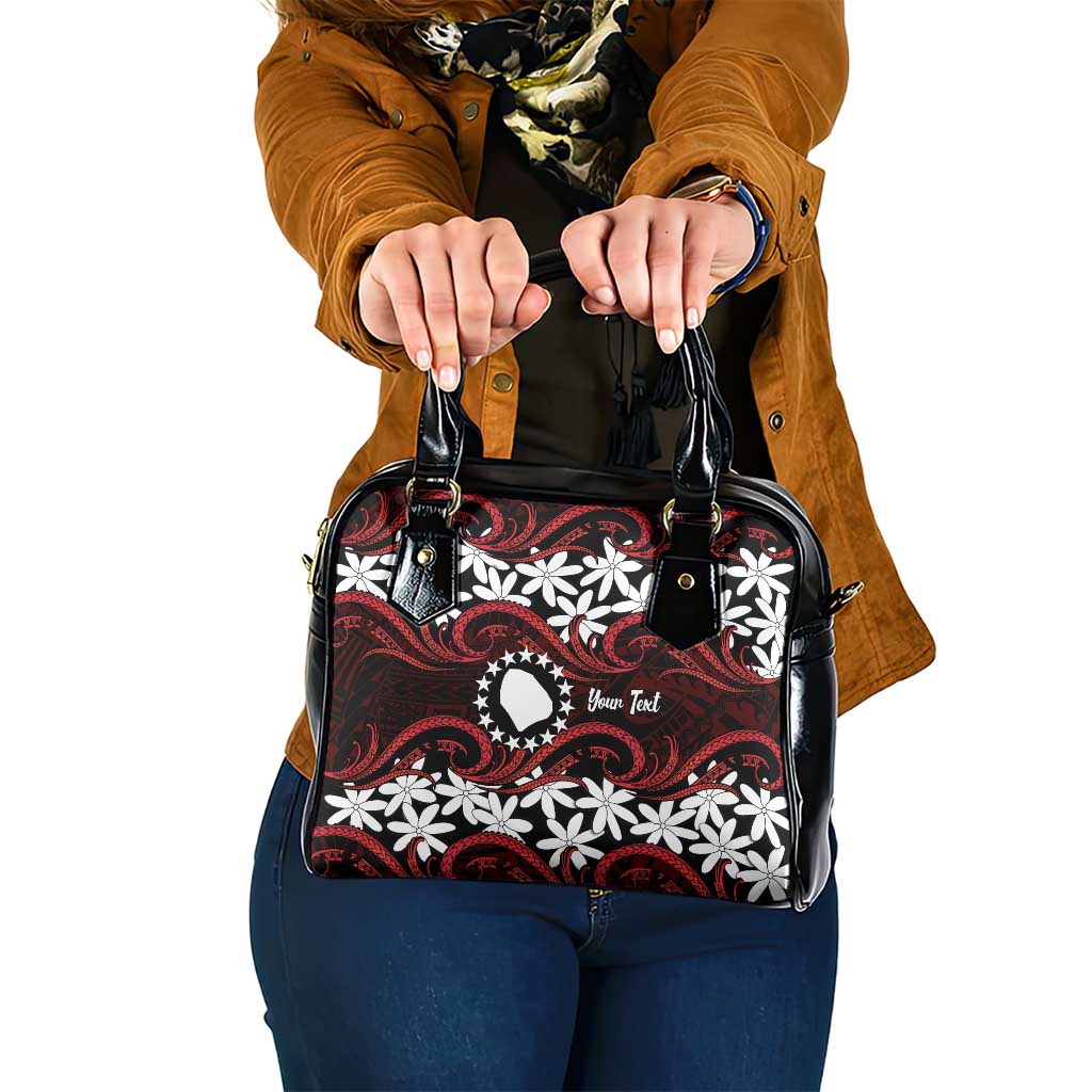 Personalised Cook Islands Atiu Enuamanu Shoulder Handbag Tiare Maori Polynesian Waves Tattoo