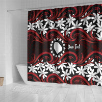 Personalised Cook Islands Atiu Enuamanu Shower Curtain Tiare Maori Polynesian Waves Tattoo