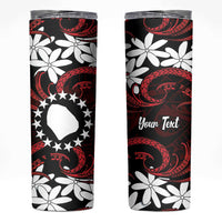 Personalised Cook Islands Atiu Enuamanu Skinny Tumbler Tiare Maori Polynesian Waves Tattoo LT14 Red - Polynesian Pride