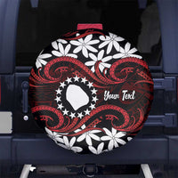 Personalised Cook Islands Atiu Enuamanu Spare Tire Cover Tiare Maori Polynesian Waves Tattoo LT14 No hole Red - Polynesian Pride