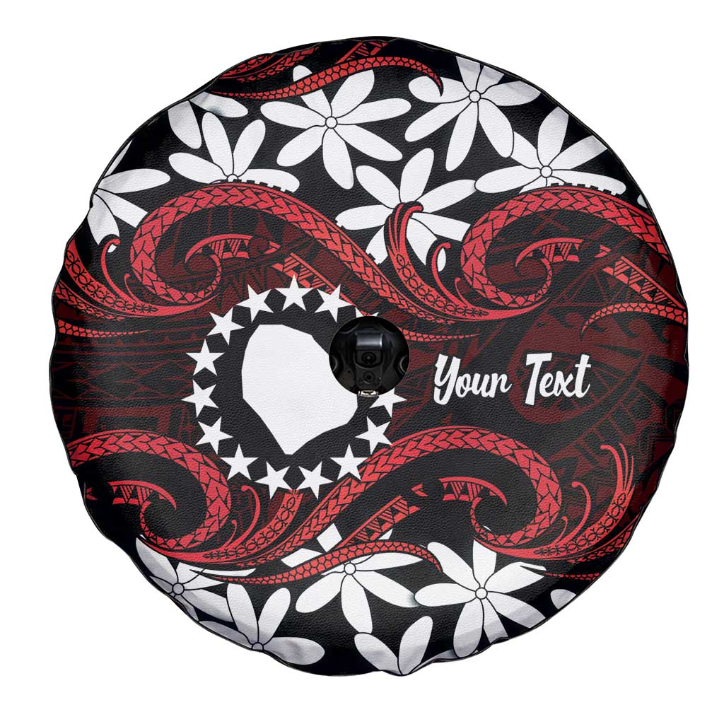 Personalised Cook Islands Atiu Enuamanu Spare Tire Cover Tiare Maori Polynesian Waves Tattoo LT14 - Polynesian Pride