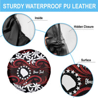 Personalised Cook Islands Atiu Enuamanu Spare Tire Cover Tiare Maori Polynesian Waves Tattoo LT14 - Polynesian Pride