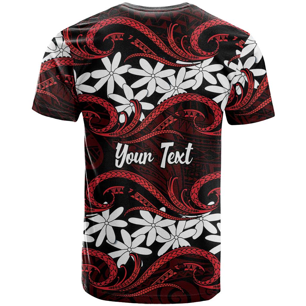 Personalised Cook Islands Atiu Enuamanu T Shirt Tiare Maori Polynesian Waves Tattoo