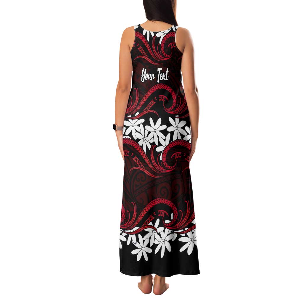 Personalised Cook Islands Atiu Enuamanu Tank Maxi Dress Tiare Maori Polynesian Waves Tattoo LT14 - Polynesian Pride