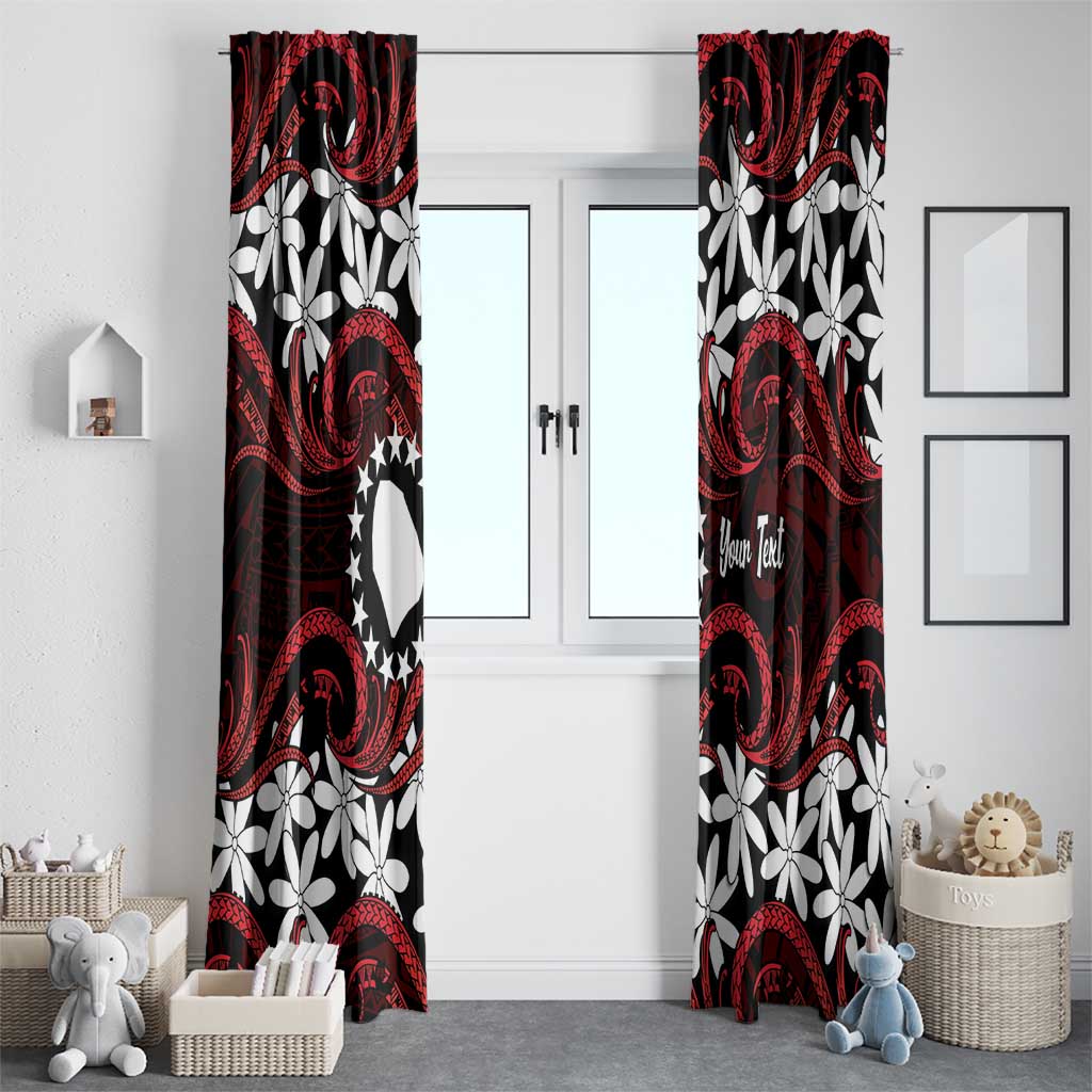 Personalised Cook Islands Atiu Enuamanu Window Curtain Tiare Maori Polynesian Waves Tattoo