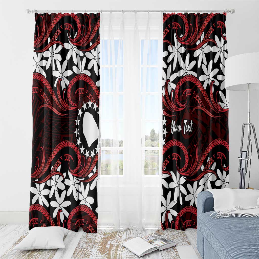 Personalised Cook Islands Atiu Enuamanu Window Curtain Tiare Maori Polynesian Waves Tattoo