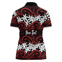 Personalised Cook Islands Atiu Enuamanu Women Polo Shirt Tiare Maori Polynesian Waves Tattoo LT14 - Polynesian Pride