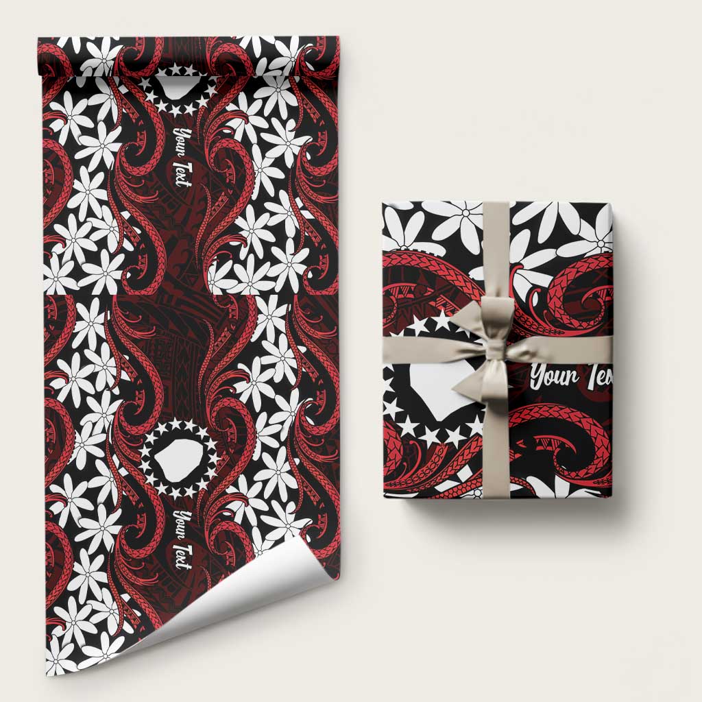 Personalised Cook Islands Atiu Enuamanu Wrapping Paper Tiare Maori Polynesian Waves Tattoo