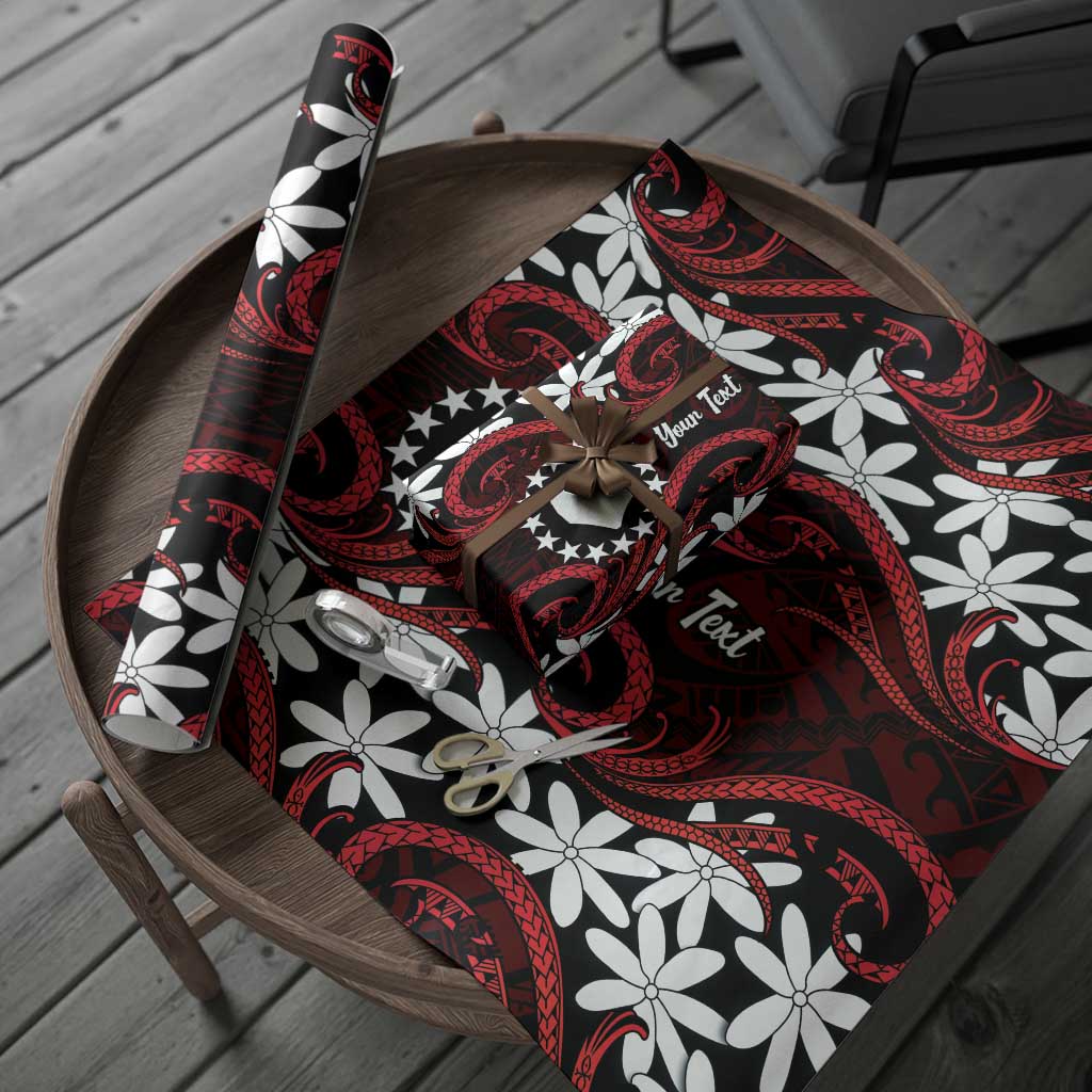 Personalised Cook Islands Atiu Enuamanu Wrapping Paper Tiare Maori Polynesian Waves Tattoo