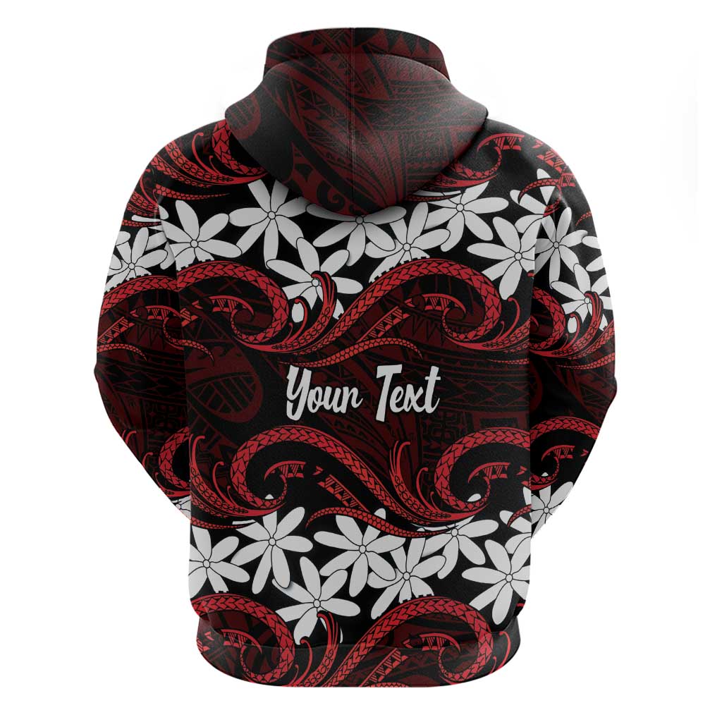 Personalised Cook Islands Atiu Enuamanu Zip Hoodie Tiare Maori Polynesian Waves Tattoo LT14 - Polynesian Pride
