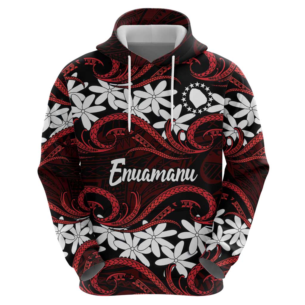 Personalised Cook Islands Atiu Enuamanu Zip Hoodie Tiare Maori Polynesian Waves Tattoo LT14 - Polynesian Pride