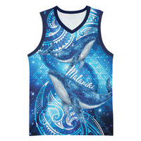 New Zealand Humpback Whale Matariki Basketball Jersey Maori New Year Taniko Niho Taniwha LT14 Unisex Blue - Polynesian Pride