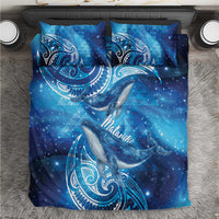 New Zealand Humpback Whale Matariki Bedding Set Maori New Year Taniko Niho Taniwha LT14 Blue - Polynesian Pride