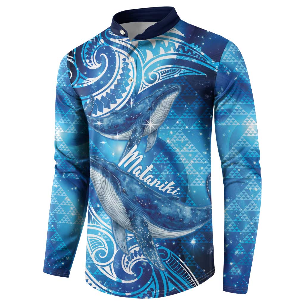 New Zealand Humpback Whale Matariki Button Sweatshirt Maori New Year Taniko Niho Taniwha LT14 - Polynesian Pride
