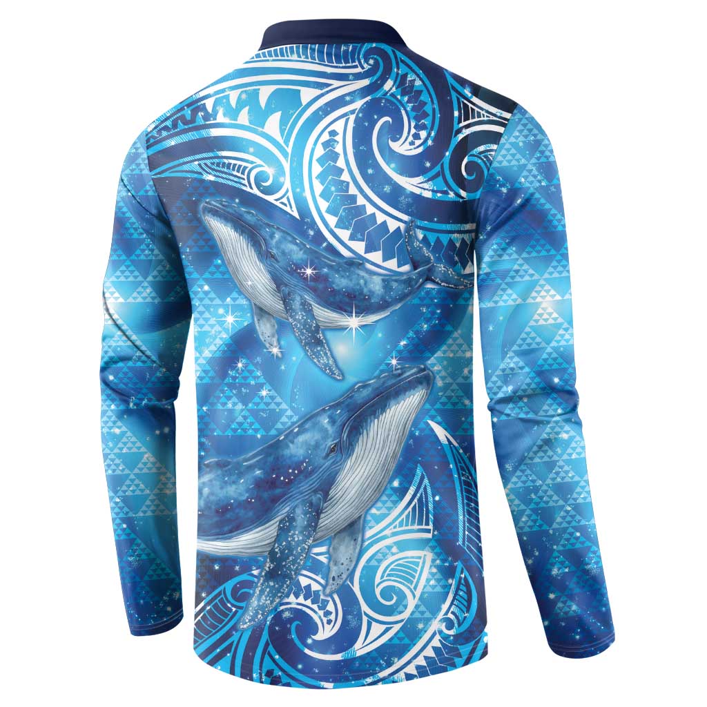 New Zealand Humpback Whale Matariki Button Sweatshirt Maori New Year Taniko Niho Taniwha LT14 - Polynesian Pride