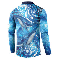 New Zealand Humpback Whale Matariki Button Sweatshirt Maori New Year Taniko Niho Taniwha LT14 - Polynesian Pride