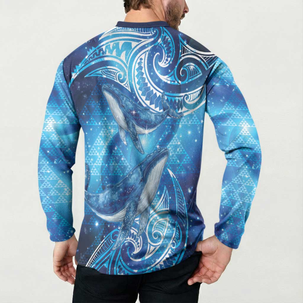 New Zealand Humpback Whale Matariki Button Sweatshirt Maori New Year Taniko Niho Taniwha LT14 - Polynesian Pride