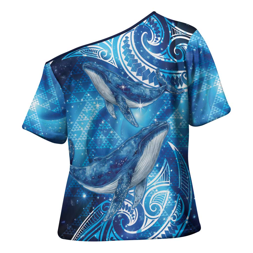 New Zealand Humpback Whale Matariki Cross Shoulder Shirt Maori New Year Taniko Niho Taniwha LT14 - Polynesian Pride