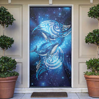 New Zealand Humpback Whale Matariki Door Cover Maori New Year Taniko Niho Taniwha LT14 Blue - Polynesian Pride