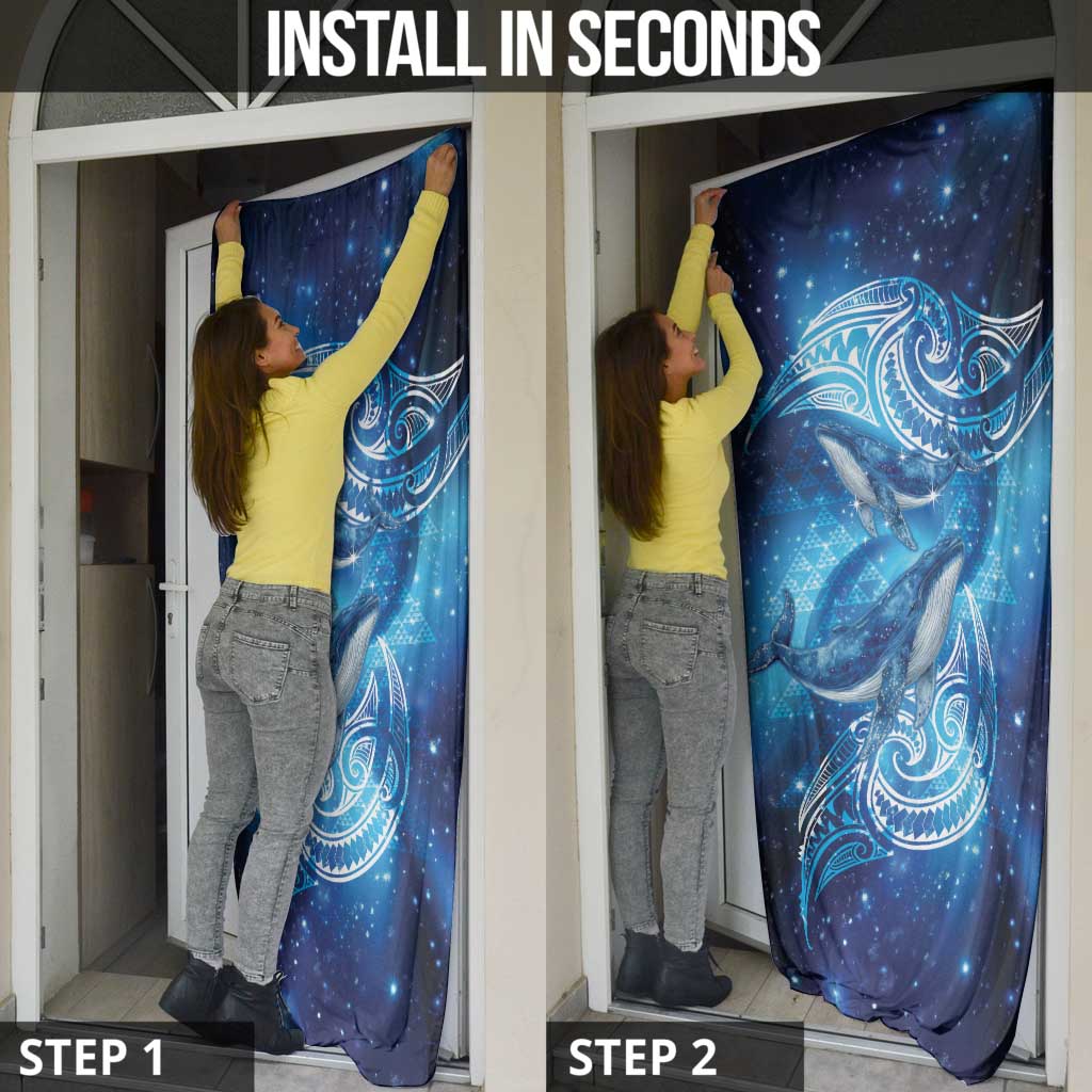 New Zealand Humpback Whale Matariki Door Cover Maori New Year Taniko Niho Taniwha LT14 - Polynesian Pride