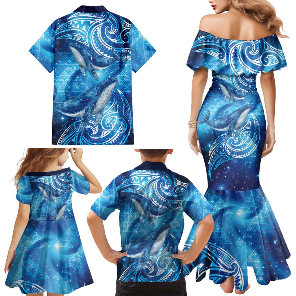 New Zealand Humpback Whale Matariki Family Matching Mermaid Dress and Hawaiian Shirt Maori New Year Taniko Niho Taniwha LT14 - Polynesian Pride