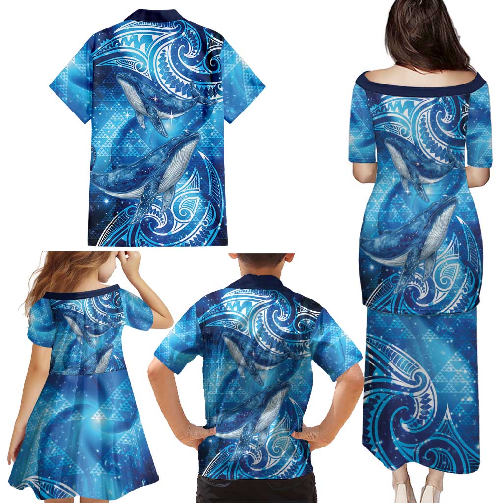 New Zealand Humpback Whale Matariki Family Matching Puletasi and Hawaiian Shirt Maori New Year Taniko Niho Taniwha LT14 - Polynesian Pride