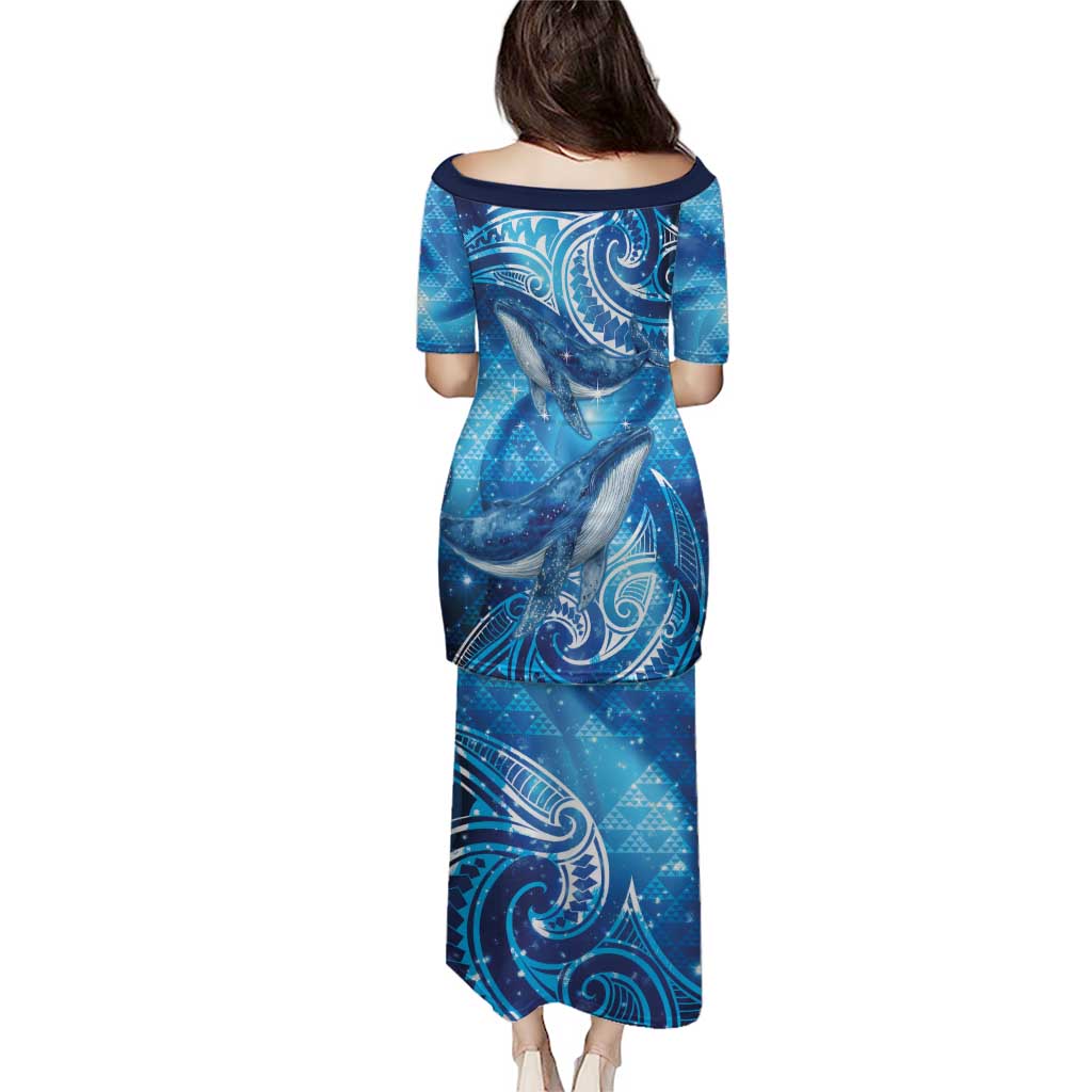 New Zealand Humpback Whale Matariki Family Matching Puletasi and Hawaiian Shirt Maori New Year Taniko Niho Taniwha LT14 - Polynesian Pride
