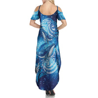 New Zealand Humpback Whale Matariki Family Matching Summer Maxi Dress and Hawaiian Shirt Maori New Year Taniko Niho Taniwha LT14 - Polynesian Pride
