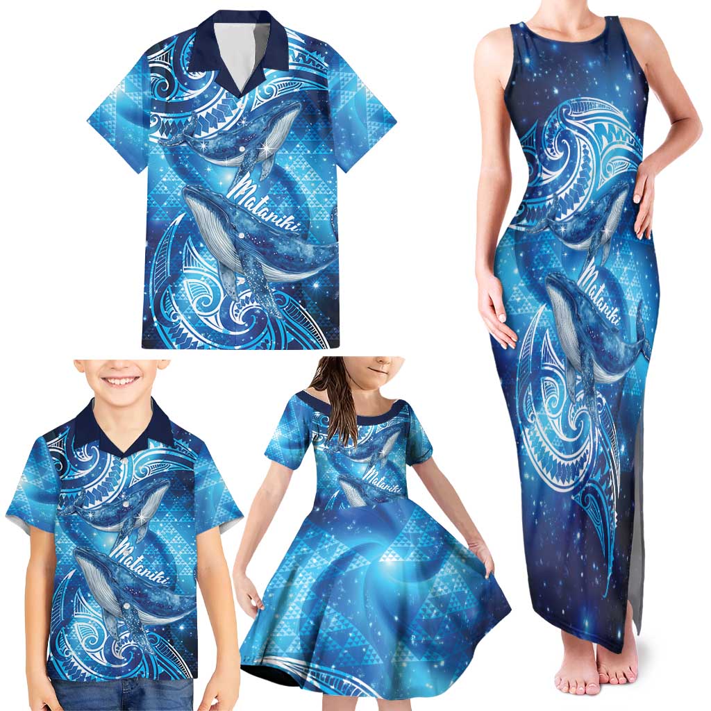 New Zealand Humpback Whale Matariki Family Matching Tank Maxi Dress and Hawaiian Shirt Maori New Year Taniko Niho Taniwha LT14 - Polynesian Pride
