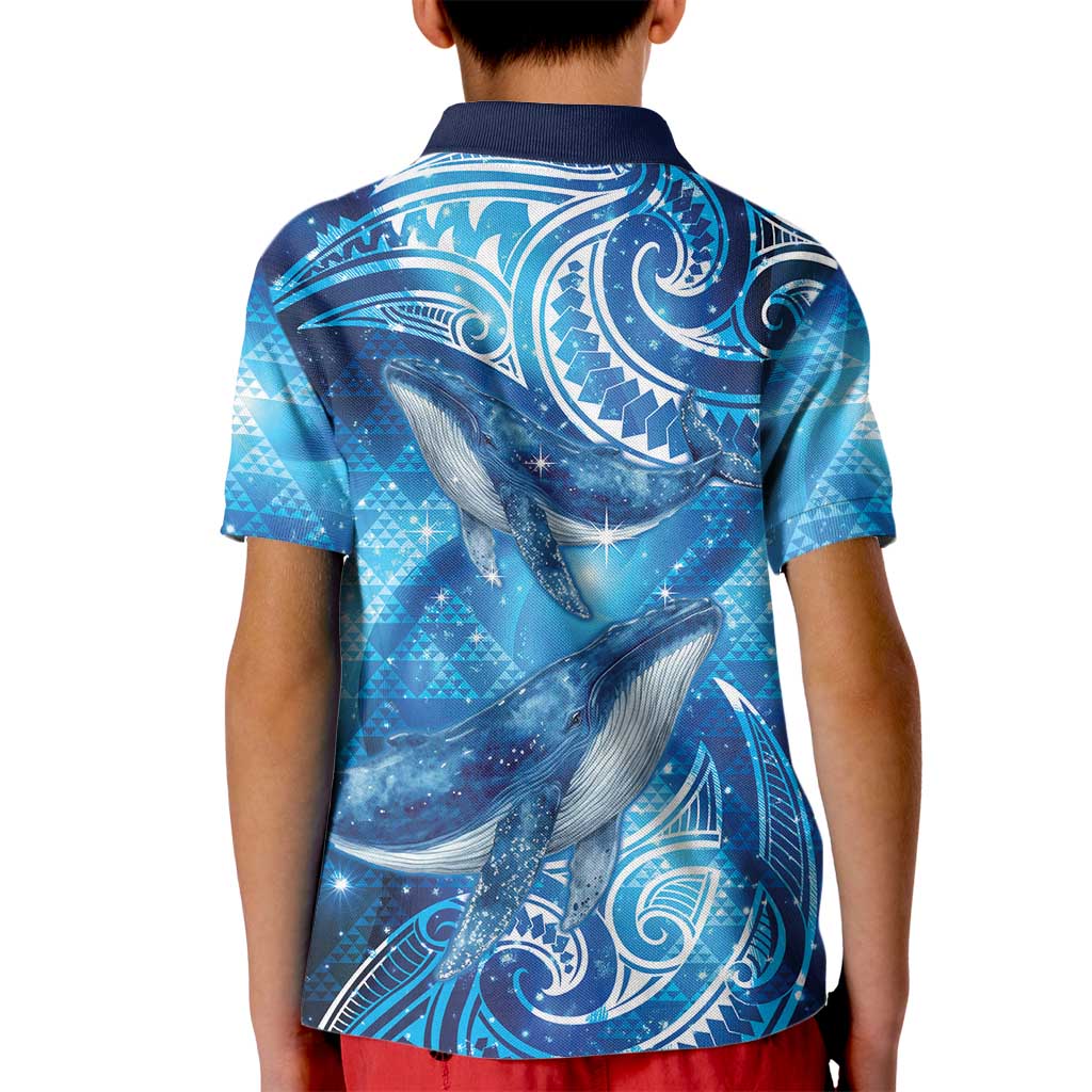 New Zealand Humpback Whale Matariki Kid Polo Shirt Maori New Year Taniko Niho Taniwha LT14 - Polynesian Pride