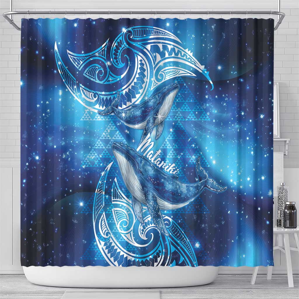 New Zealand Humpback Whale Matariki Shower Curtain Maori New Year Taniko Niho Taniwha LT14 - Polynesian Pride