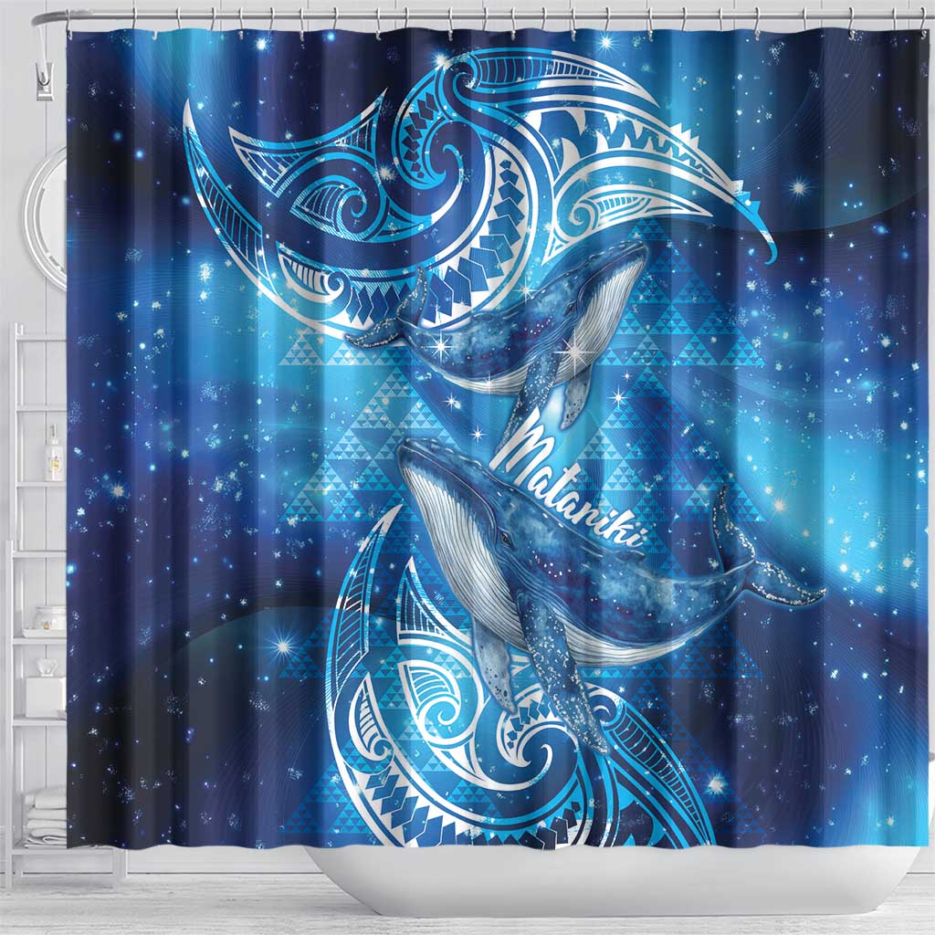 New Zealand Humpback Whale Matariki Shower Curtain Maori New Year Taniko Niho Taniwha LT14 - Polynesian Pride