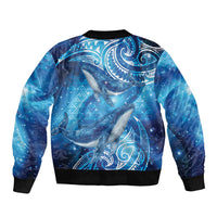New Zealand Humpback Whale Matariki Sleeve Zip Bomber Jacket Maori New Year Taniko Niho Taniwha