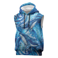 New Zealand Humpback Whale Matariki Sleeveless Hoodie Maori New Year Taniko Niho Taniwha LT14 Blue - Polynesian Pride