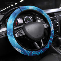 New Zealand Humpback Whale Matariki Steering Wheel Cover Maori New Year Taniko Niho Taniwha LT14 Universal Fit Blue - Polynesian Pride