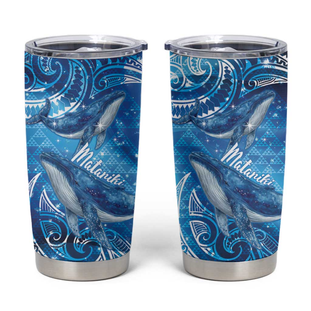 New Zealand Humpback Whale Matariki Tumbler Cup Maori New Year Taniko Niho Taniwha LT14 Blue - Polynesian Pride